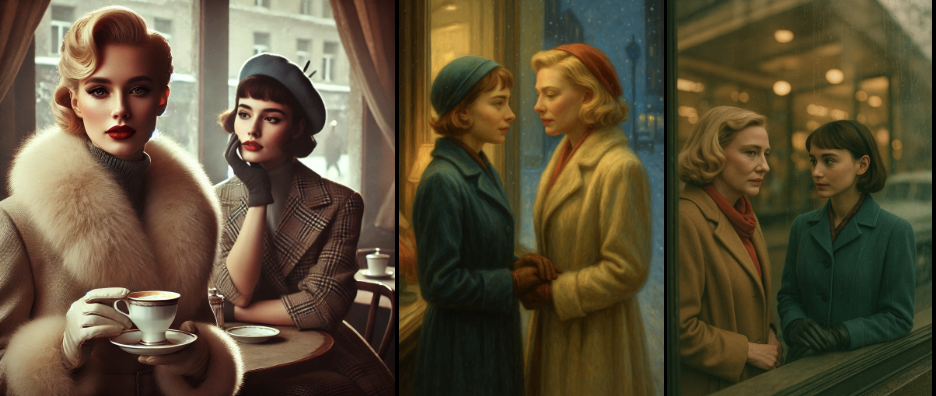 Images and stills of Carol produced by Dall-E 4 and GPT-5