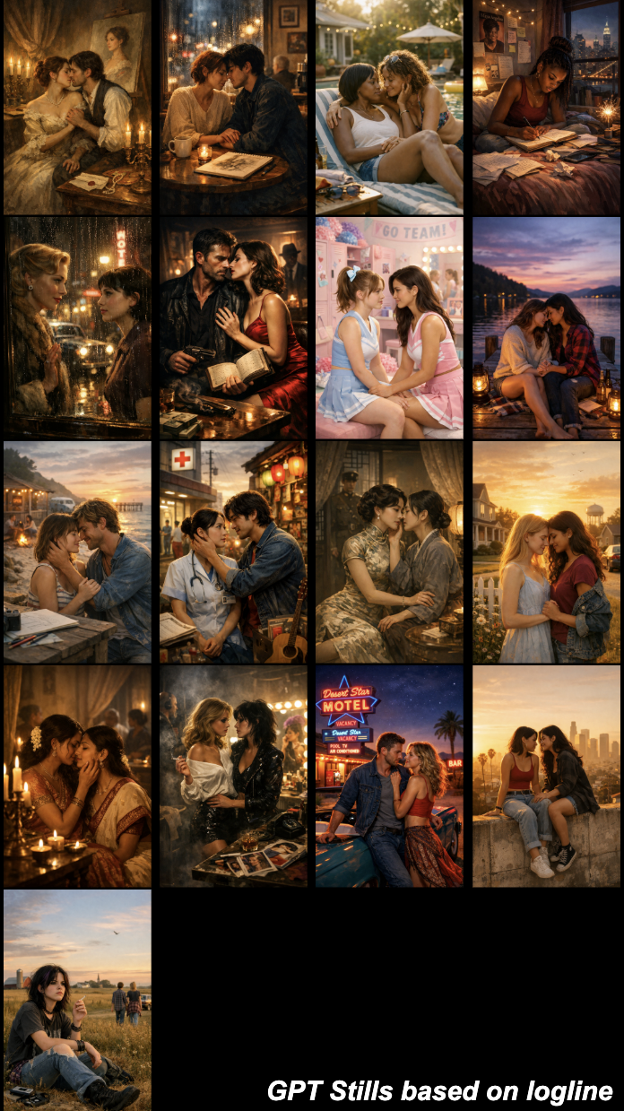 Stills generated without the word Lesbian showing straight couples